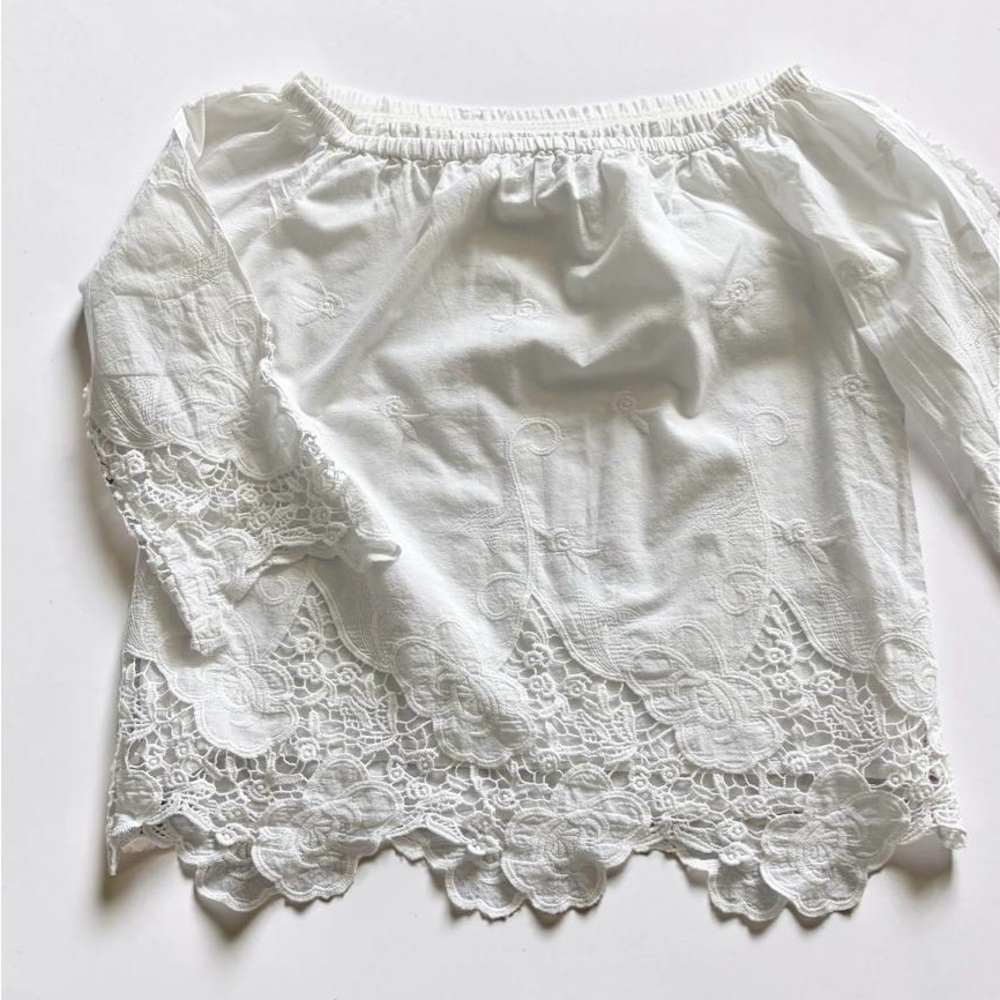 Cynthia Rowley White Elastic-Neck Blouse